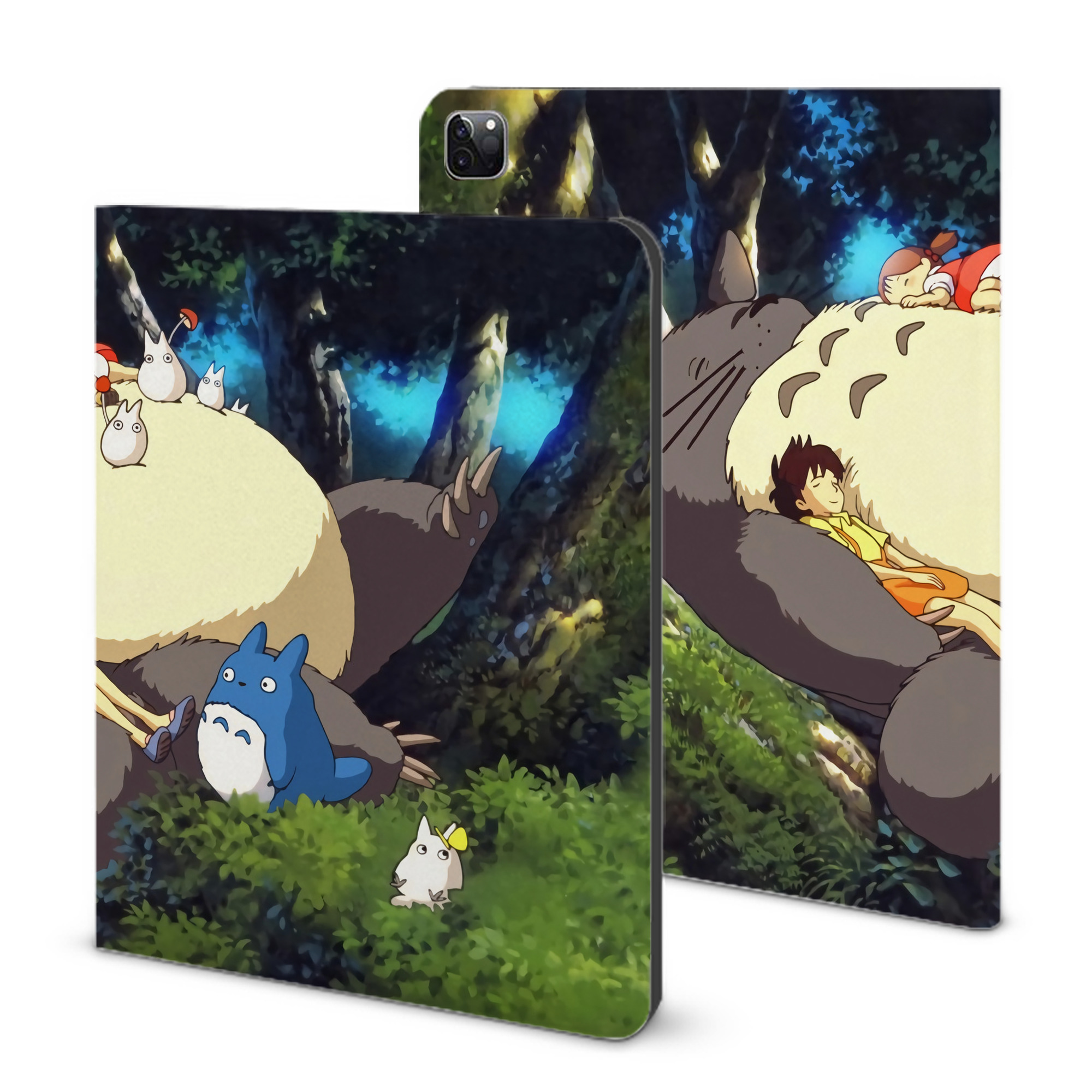 （画像用） となりのトトロ 草壁メイ 草壁サツキ My Neighbor Totoro Satsuki Kusakabe Mei Kusakabe IPad ケース ブック型 PUレザー TPU 耐衝撃 軽量 薄型 ペン収納なし 全面保護 IPad 各モデル対応